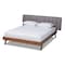 Baxton Studio Brita Grey Upholstered Walnut Finished Wood King Size Bed 157-9564 - alternate 1